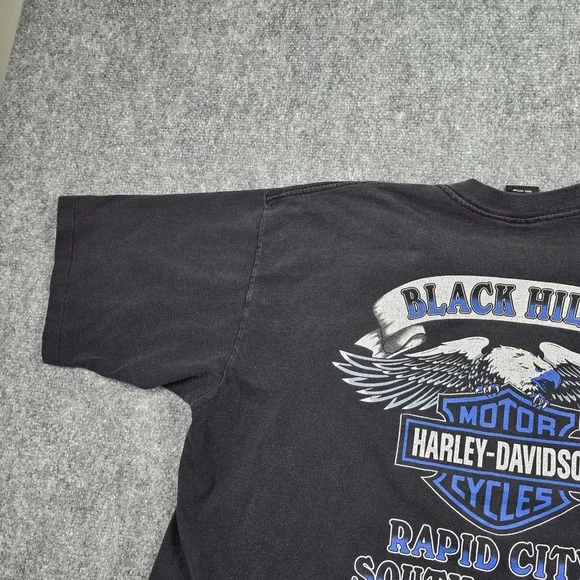 Harley Davidson T Shirt Mens XL Black 1995 Sturgis Black Hills Rally Vintage Tee - Picture 12 of 16